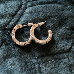 Turquoise and silver hoop earrings